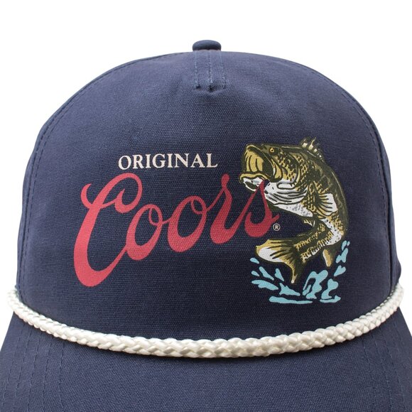 Coors Cappy Navy Blue Hunting/Fishing Rope Hat Fish Print Snapback - Picture 2 of 5